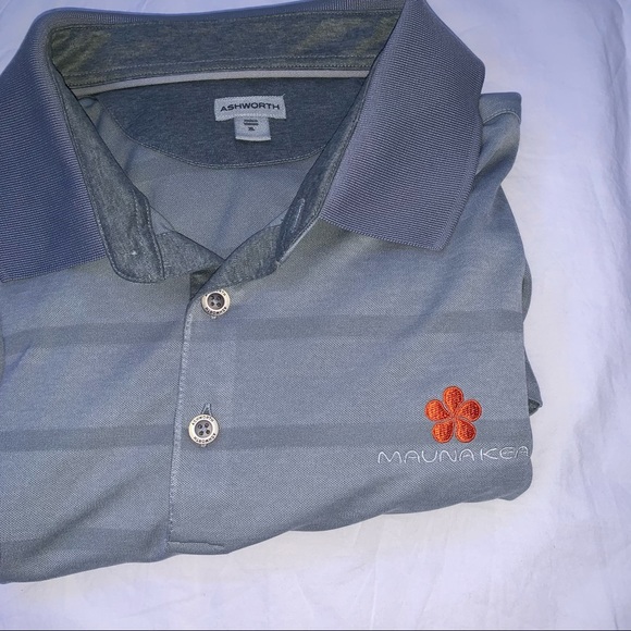 Gray striped ashworth polo golf tee - Picture 1 of 3